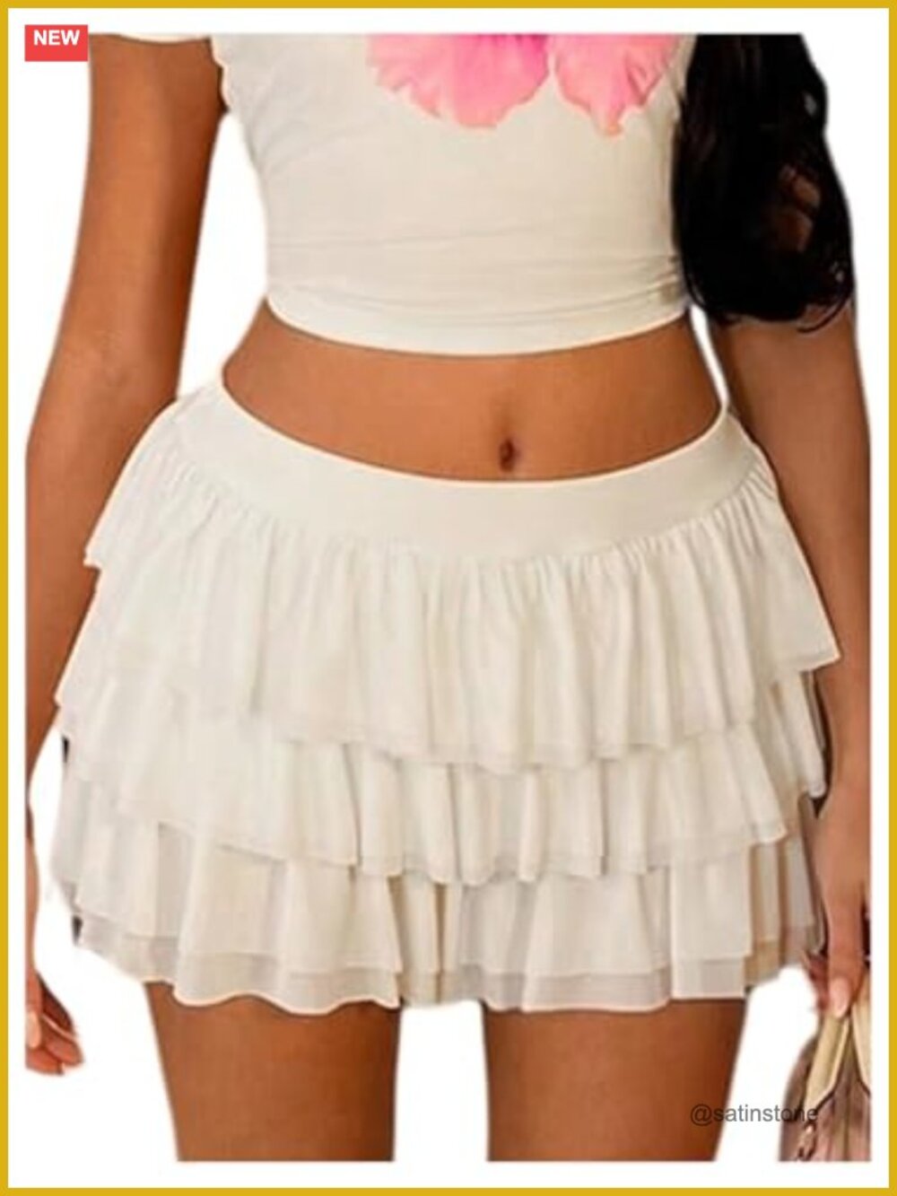 Y2K Tiered Ruffle Mini Skirt High Stretch A-Line Flowy Flare Skirt